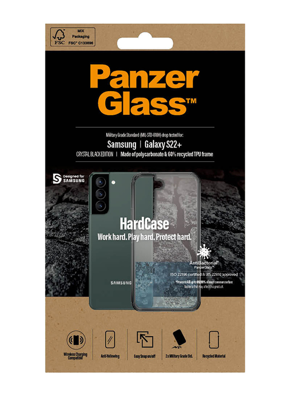 Panzerglass Samsung Galaxy S22+ Hard Mobile Phone Back Cover, Clear/Black