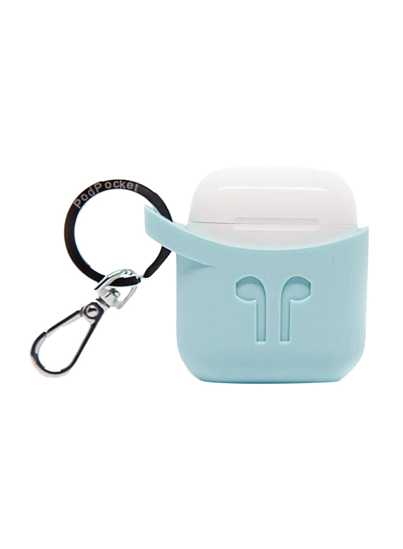 Podpocket Silicone Case for Apple AirPods, Aqua Blue