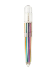 Kikkerland Rainbow 10 In 1 Spring Retractable Ballpoint Pen, Multicolour