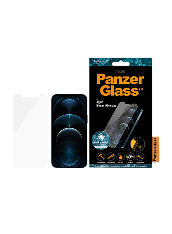 PanzerGlass Apple iPhone 12 Pro Max Standard Fit Mobile Phone Tempered Glass Screen Protector, Clear