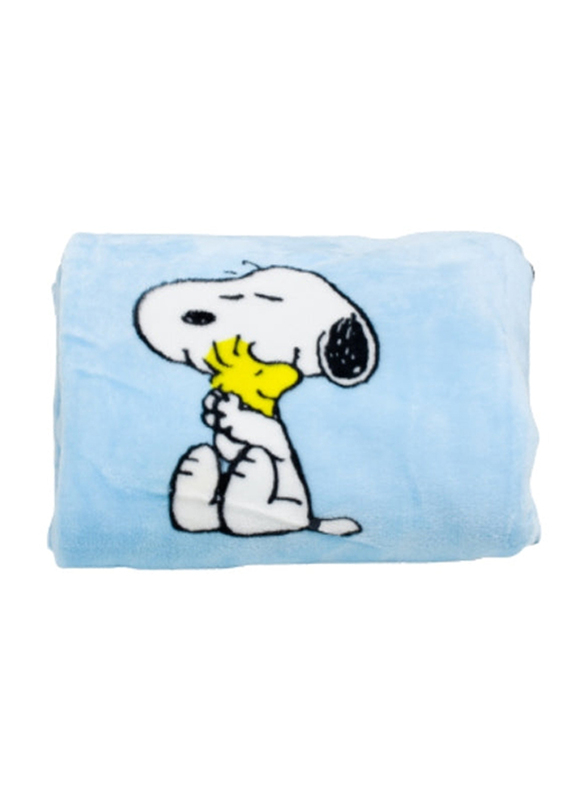 Kanguru Snoopy Rolled Plaid Fleece Blanket, Multicolour