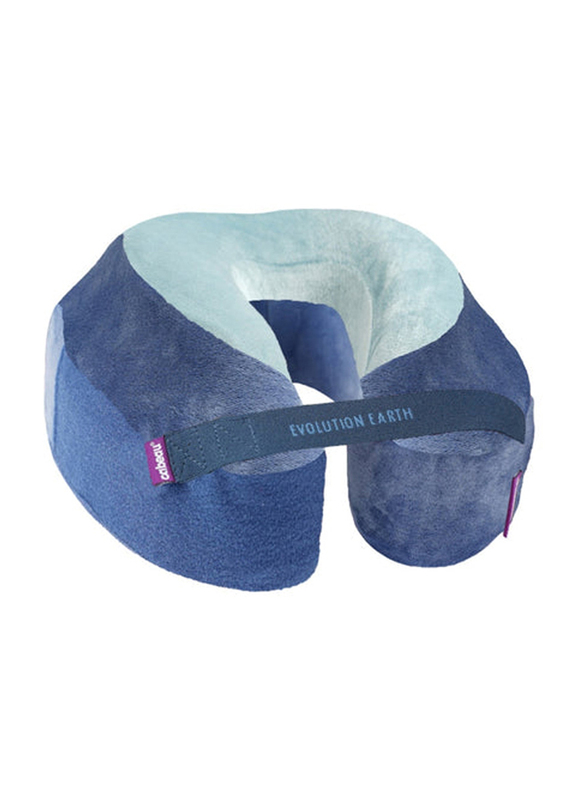 Cabeau Evolution Earth Eco-Friendly Memory Foam Neck Pillow with Chin & Neck Support, Water Blue