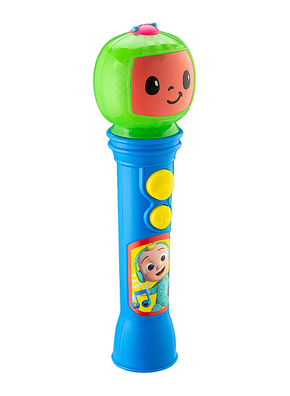 KIDdesigns CoCoMelon Sing Along Karaoke Microphone with Built in Music LED Flashing Light and Speaker, 3+ Years, Green/Blue