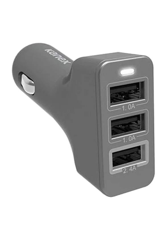 Kanex Car Charger, with 3 Port, Grey