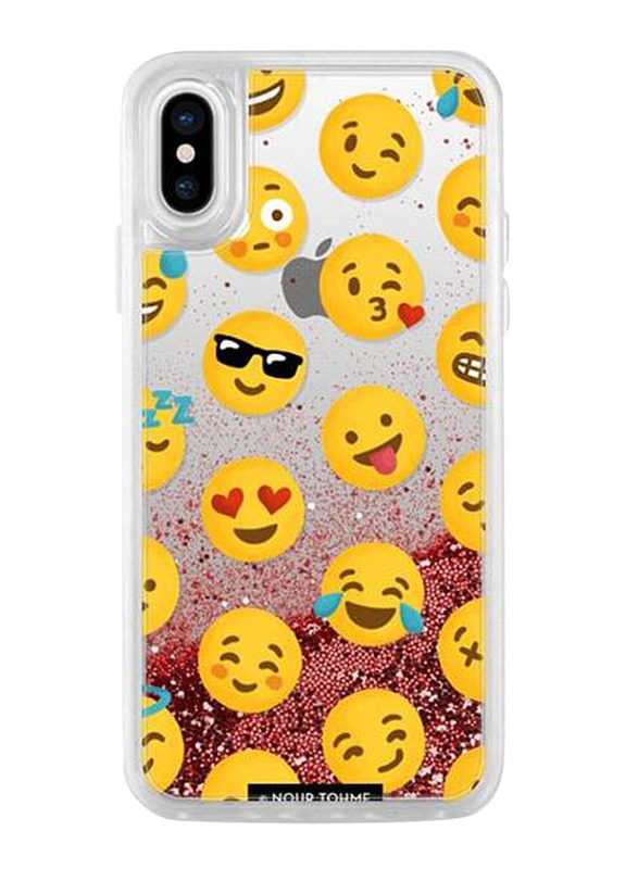 Casetify Apple iPhone XS/X Mobile Phone Case Cover, Glitter Emoji Love, Rose Gold
