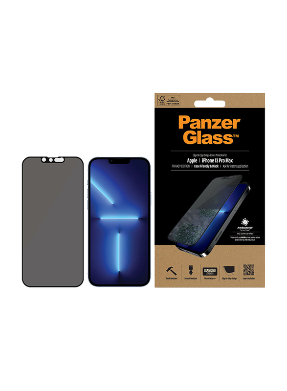 Panzerglass Apple iPhone 13 Pro Max Privacy Edge-to-Edge Frame Mobile Phone Screen Protector, Black