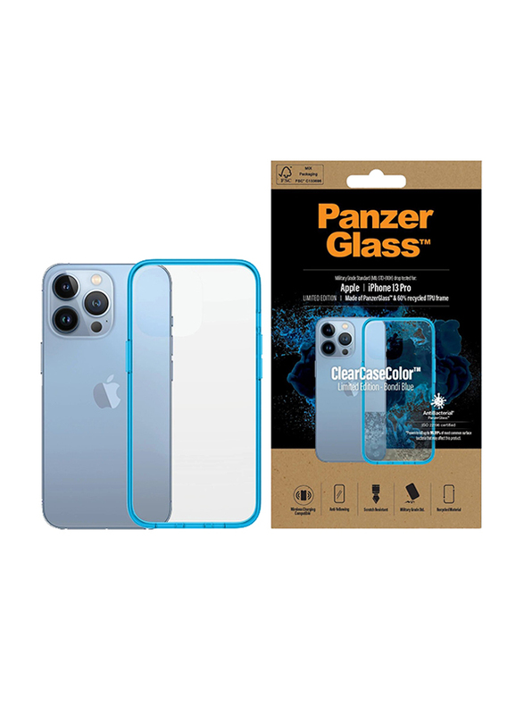 Panzerglass Apple iPhone 13 Pro Clear Case Color TPU Drop Protection Treated Mobile Phone Case Cover with Anti-Microbial, Bondi Blue