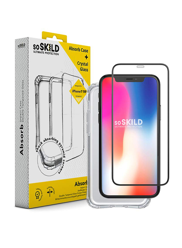 SoSkild Apple iPhone 11 Pro Absorb 2.0 Impact Case Transparent & Tempered Glass Mobile Phone Screen Protector, Clear