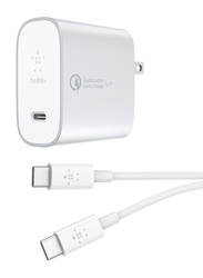 Belkin Boost Up Charger, USB Type-C Home Charger with Cable & Quick Charge 4 Plus, White