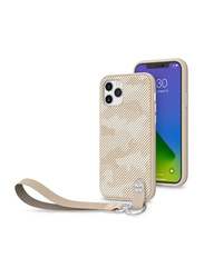 Moshi Apple iPhone 12/12 Pro Altra Drop Protection Detachable Wrist Strap Antimicrobial Slim Shell Mobile Phone Case Cover with Snapto System & Wireless Pass-Through Charging Compatible, Beige