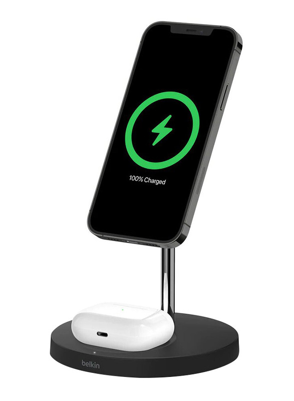 Belkin Boost Charge Pro 2-in-1 Wireless Charger Stand with MagSafe, 15W, Black