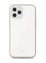 Moshi Apple iPhone 12 Pro Max Iglaze Durable Drop Protection Hybrid HardShell Construction Slim Mobile Phone Case Cover with Snapto System & Wireless Pass-Through Charging Compatible, White/Beige