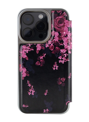 Ted Baker Apple iPhone 15 Pro Max Rich Vegan Leather Flower Border Mobile Phone Case Cover, Multicolour