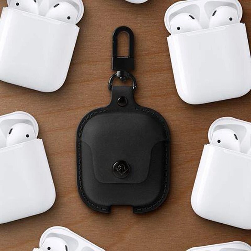 Twelve South AirSnap Leather Protective Case for Apple AirPods, Black