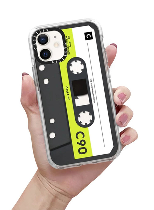 Casetify Apple iPhone 12 Mini Cassette Collection Impact Protection Anti-Microbial Slim & Lightweight Shock Absorbing Mobile Phone Case Cover, Mixtape Neon Lime