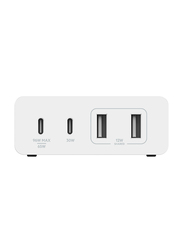 Belkin Boost Charge Pro 4-Port 108W GaN Charger for Apple MacBook Pro/Air iPhone/iPad Pro/Air Samsung and all USB-C Devices, White