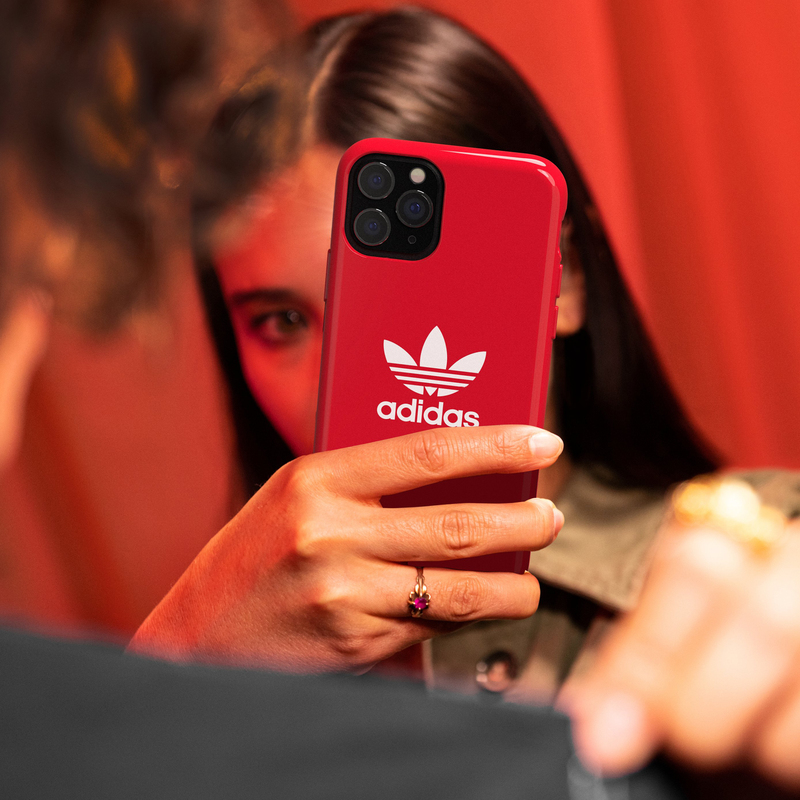 Adidas Snap Apple iPhone 12/12 Pro Trefoil Mobile Phone Case Cover, Scarlet Red