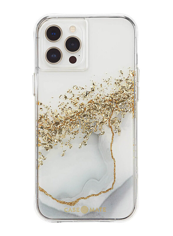 

Case-Mate Apple iPhone 13 Pro Max Antimicrobial Karat Marble Mobile Phone Case Cover, Gold/Clear