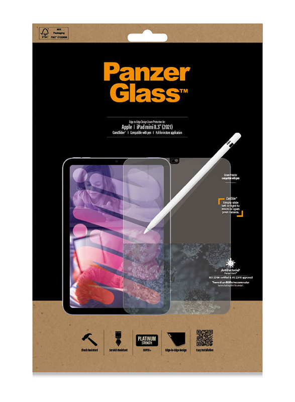 Panzerglass Apple iPad Mini 7th Gen 8.3-inch Screen Protector Glass, Clear