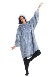 Kanguru Constellations Hoodie Wearable Blanket Oversized Hooded Sweatshirt Fleece Blanket, Multicolour