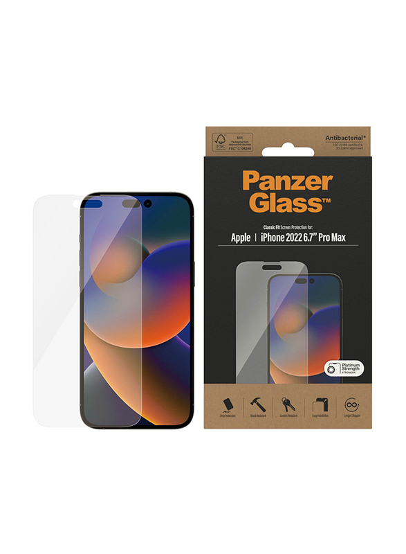 Panzerglass Apple iPhone 14 Pro Max 2022 Classic Fit Screen Protector, Clear