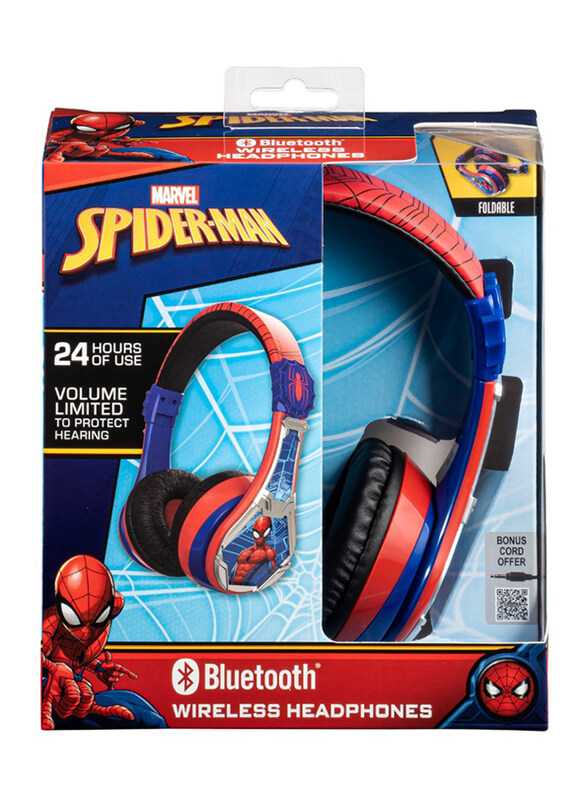 

KidDesigns SpiderMan Volume Safe Wireless Bluetooth On-Ear Headphone for Kids, Multicolour