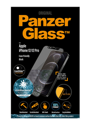 PanzerGlass Apple iPhone 12/12 Pro Edge-to-Edge Mobile Phone Tempered Glass Screen Protector with Anti-Microbial Surface and Cam Slider, Clear/Black Frame