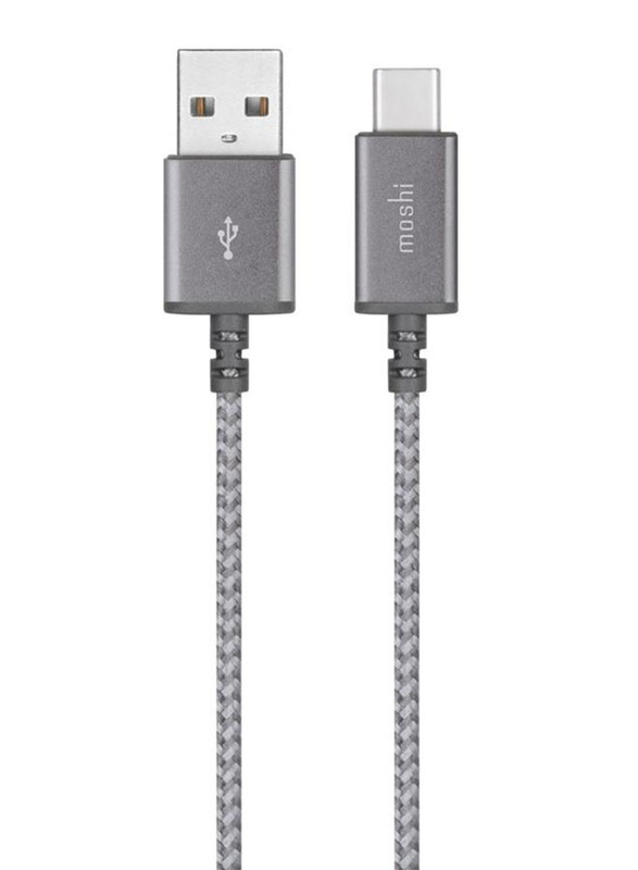 Moshi Integra USB Type-C Charge and Sync Cable, 5A USB Type A Male to USB Type-C for Smart Phones, Titanium Gray
