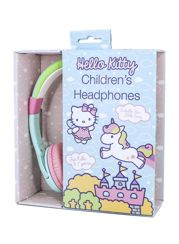 OTL Hello Kitty Unicorn 3.5mm Jack On-Ear Children's Headphones, Safe Volume Limiting 85dB, Pink/Green