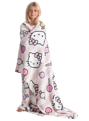 Kanguru Hello Kitty Kids Rolled Plaid Fleece Blanket, Multicolour