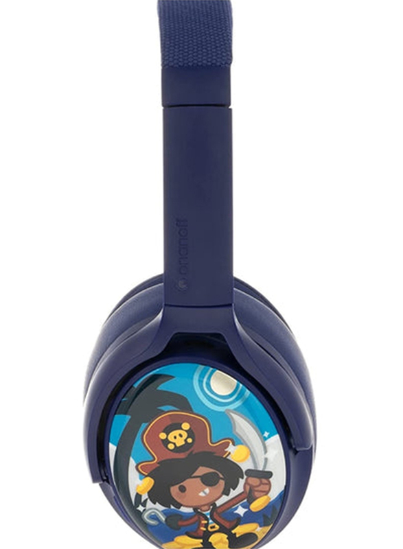 BuddyPhones Cosmos Plus Active Wireless Bluetooth On-Ear Noise Cancellation Headphone for Kids, Deep Blue