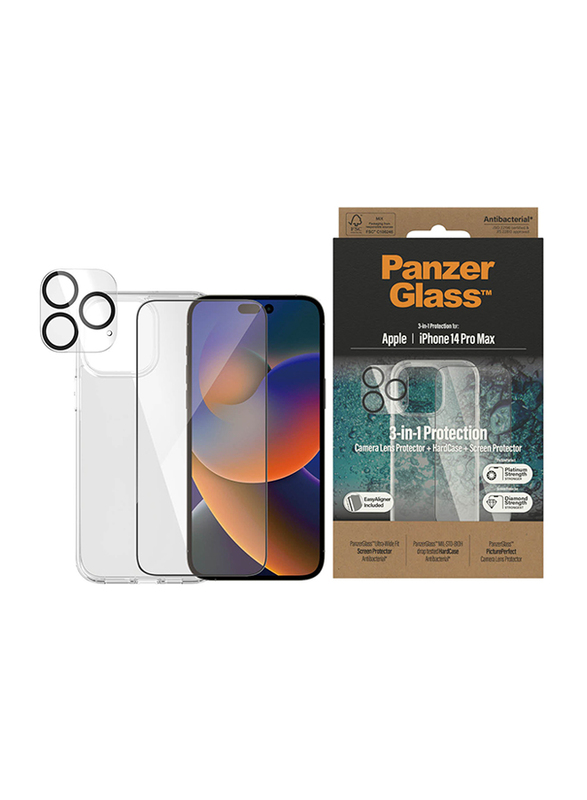 Panzerglass Apple iPhone 14 Pro Max 2022 Clear Case + Screen Protector Set with Wireless Charging, Clear