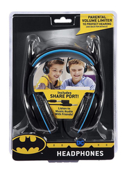 KidDesigns Batman Kid Safe Wired Headphone for Kids, Black/Blue
