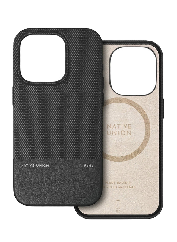 Native Union Apple iPhone 15 Pro 2023 (RE) Classic Leather Mobile Phone Case Cover with Magsafe, Black