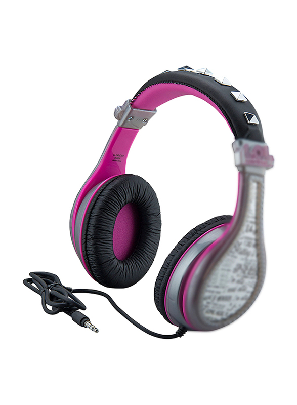 KidDesigns LOL Surprise Kid Safe Wired Headphone for Kids, Black/Pink