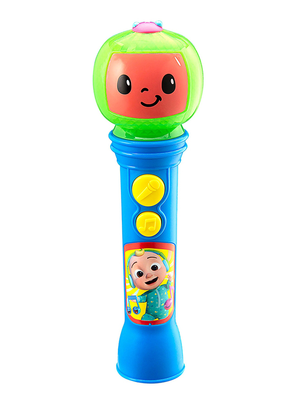 KIDdesigns CoCoMelon Sing Along Karaoke Microphone with Built in Music LED Flashing Light and Speaker, 3+ Years, Green/Blue