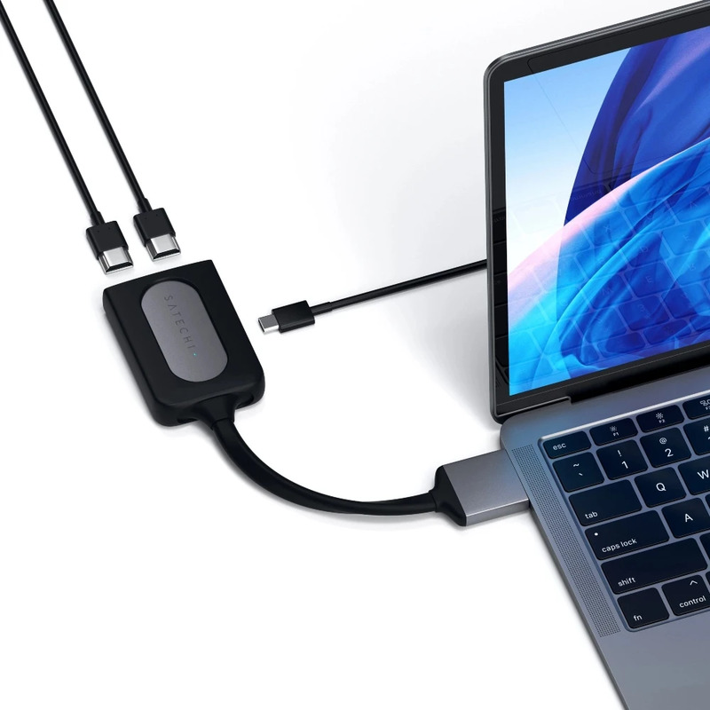 Satechi USB Type-C Adapter, Dual HDMI Male to USB Type-C, Space Grey