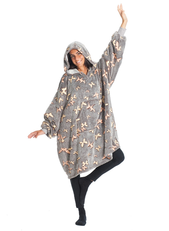 Kanguru Butterflies Hoodie Wearable Blanket, Multicolour