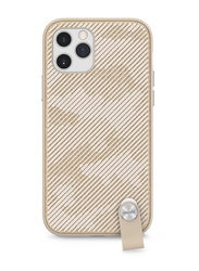 Moshi Apple iPhone 12/12 Pro Altra Drop Protection Detachable Wrist Strap Antimicrobial Slim Shell Mobile Phone Case Cover with Snapto System & Wireless Pass-Through Charging Compatible, Beige