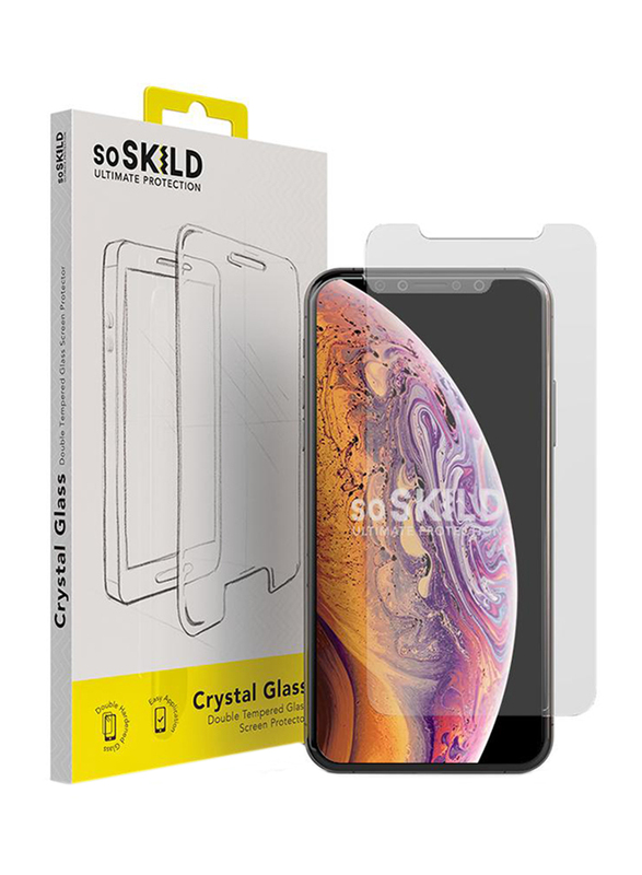 SoSkild Apple iPhone XS Max Defend Heavy Impact Case & Tempered Glass Mobile Phone Screen Protector, Clear