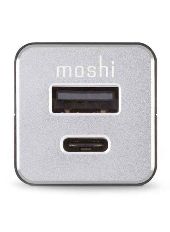 Moshi Car Charger, USB Type-C and USB Type A Port with LED Indicator, Black