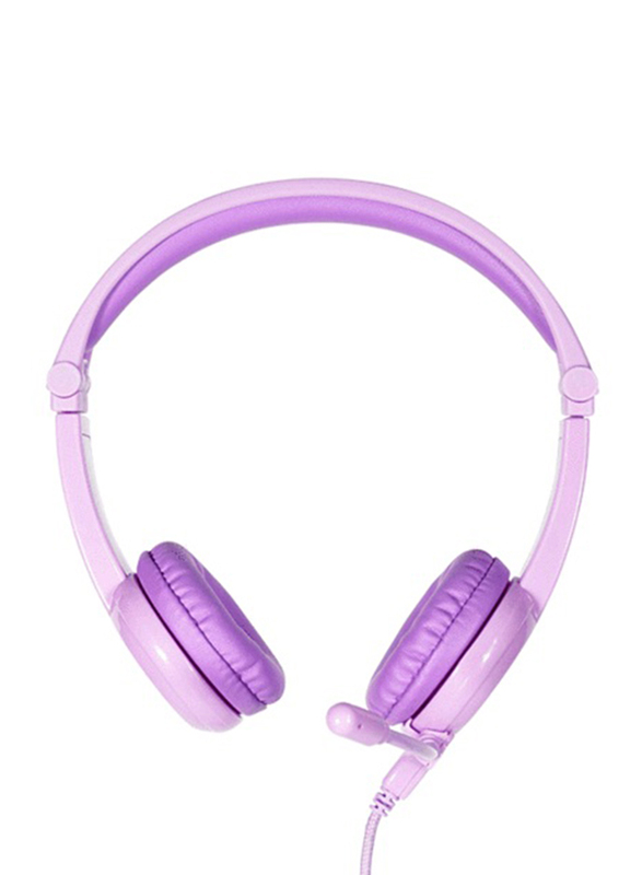 BuddyPhones Galaxy 3.5mm Jack On-Ear Gaming Headphones, with Mic, Purple