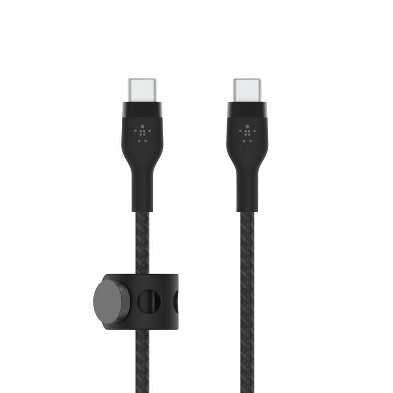 Belkin BoostCharge Pro Flex Braided USB-C to USB-C Charge & Sync Cable 1M Fast Charge Power Delivery, Heavy Duty, for Apple MacBook Air/Pro, iPad Pro/Air/Mini, Samsung Galaxy S23/22 Ultra - Black