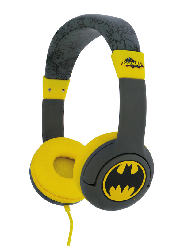 OTL Batman Signal 3.5mm Jack On-Ear Children's Headphones, Safe Volume Limiting 85dB, Yellow/Black