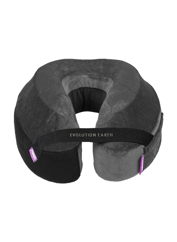 Cabeau Evolution Earth Eco-Friendly Memory Foam Neck Pillow with Chin & Neck Support, Wind Grey