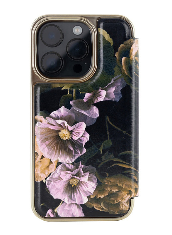 Ted Baker Apple iPhone 15 Pro Max Rich Vegan Leather Paper Flowers Mobile Phone Case Cover, Multicolour