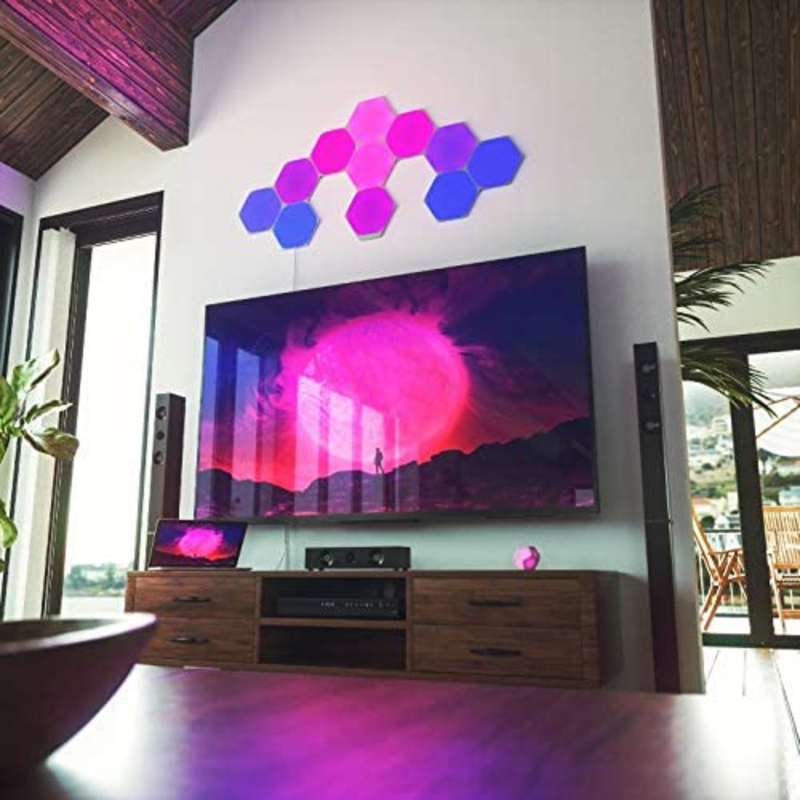 Nanoleaf Shapes Hexagons Smart WiFi LED Panel System Starter Kit with Music Visualizer, 9 Packs, Multicolour