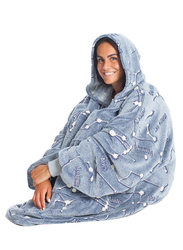 Kanguru Constellations Hoodie Wearable Blanket Oversized Hooded Sweatshirt Fleece Blanket, Multicolour