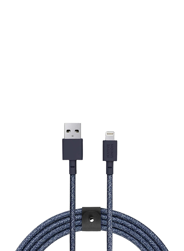 Native Union 1.2-Meter Belt XL Lightning Cable, USB Type A Male to Lightning for Apple iPhone/iPad/iPod, Indigo