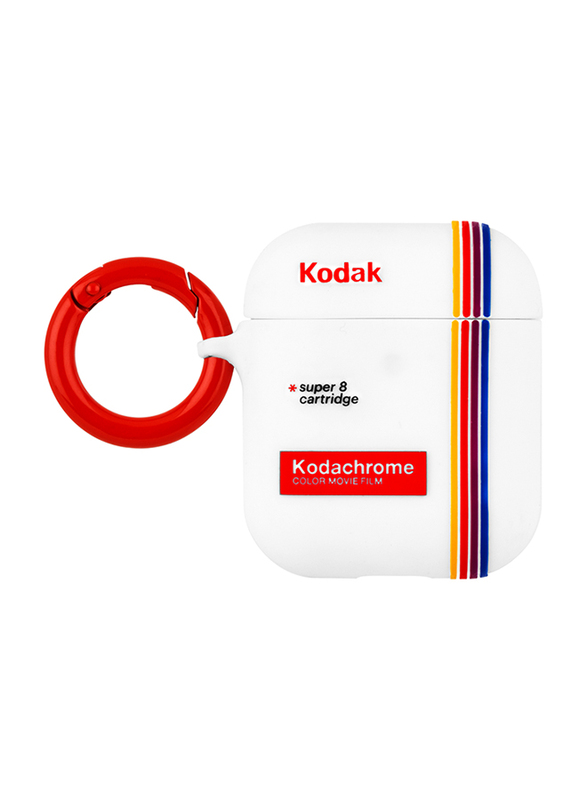 Case-Mate Kodak Case for Apple AirPods, Striped Kodachrome Super 8, White